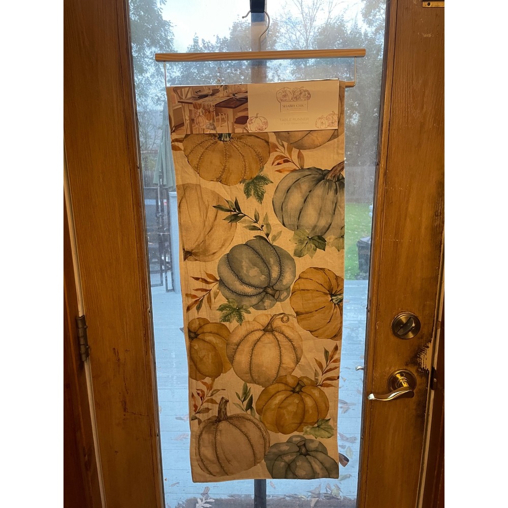 Shabby Chic Pumpkin Table Runner Autumn Fall Thanksgiving 14 x 72‎